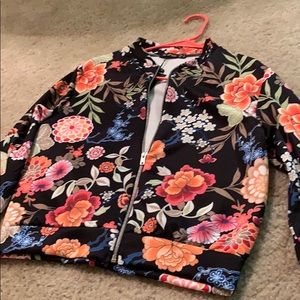 Floral print bomber